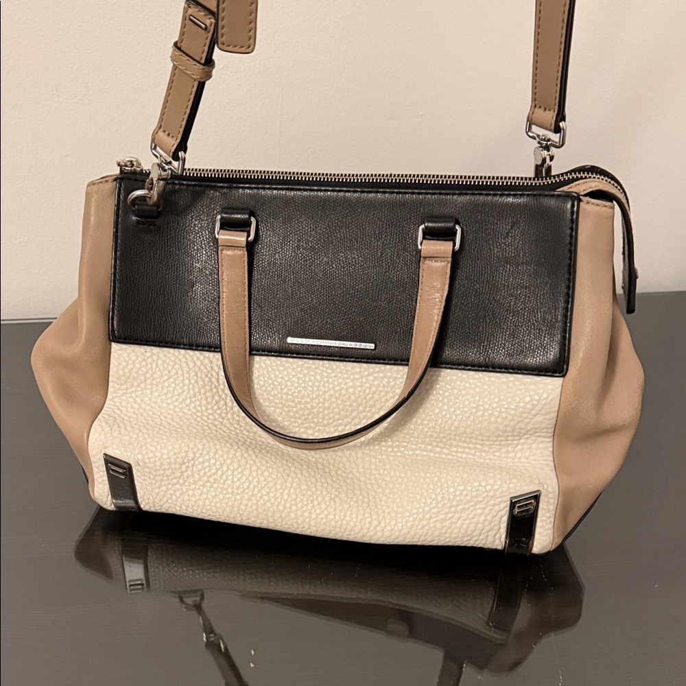 Marc Jacob’s Tri-Color Leather Satchel Handbag - Black, Cream & Tan